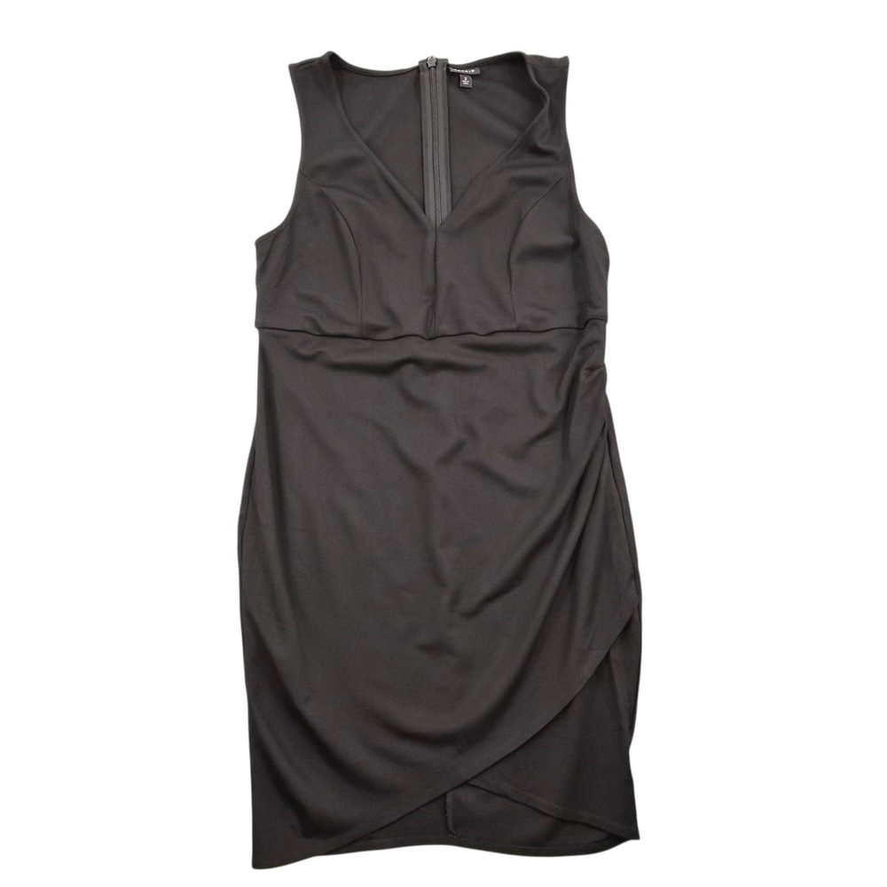 Torrid Womens Plus Size 2 Black V-Neck Tulip Hem Sleeveless Sheath Dress